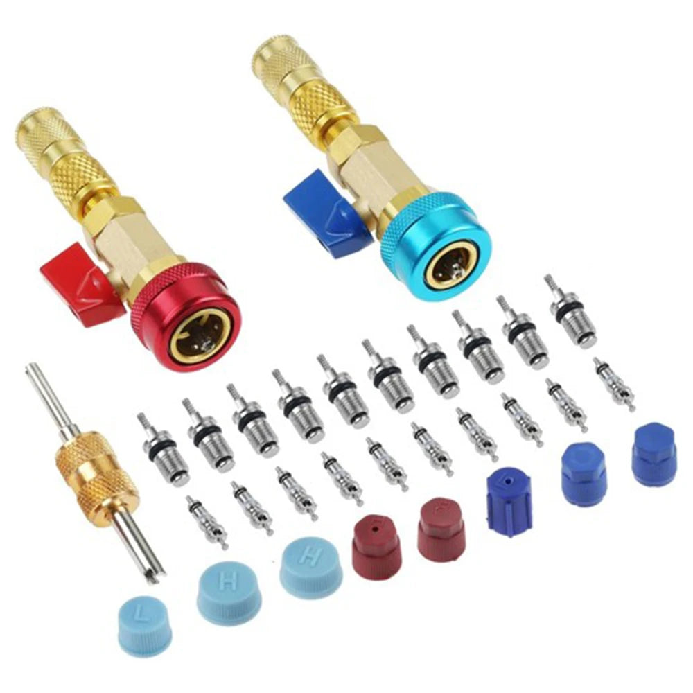 31-Piece R134a AC Valve Core Remover and Installer Tool Set, High and Low Pressure