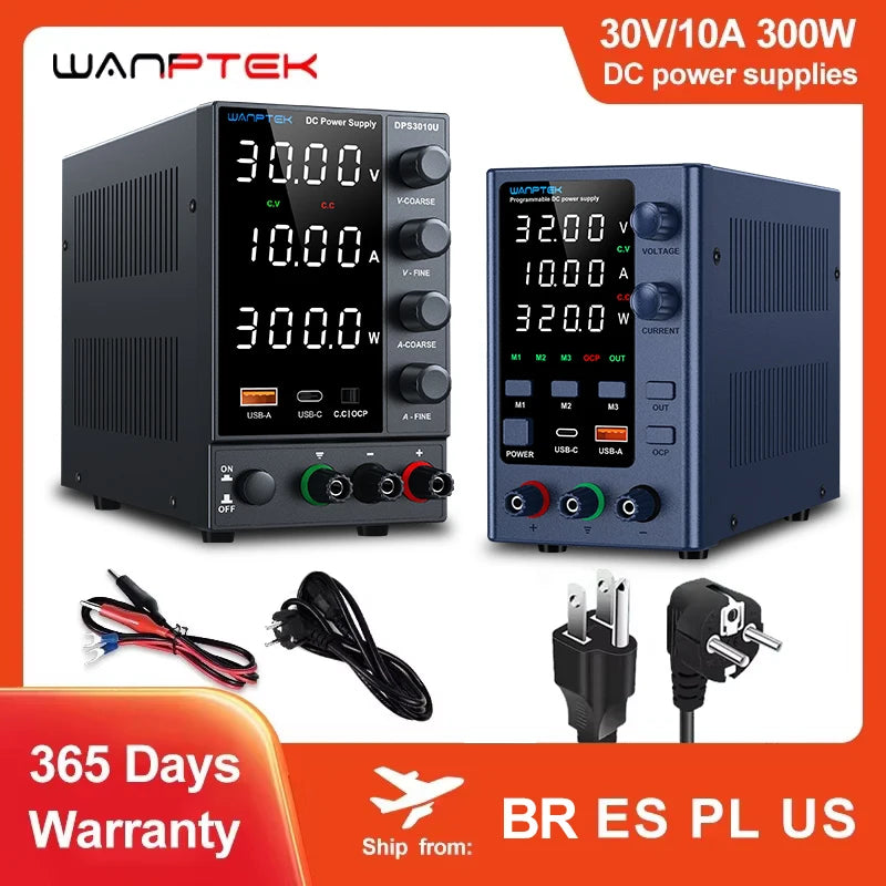 Wanptek Adjustable DC Lab Power Supply 30V 10A, Multi-Range Bench Power Source