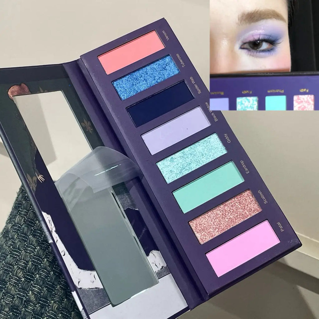 8 Colors Diamond Pearl Punk Green Eyeshadow Halloween Makeup Palette Waterproof Matte Smoky Polarized Green Eye Shadow Palette