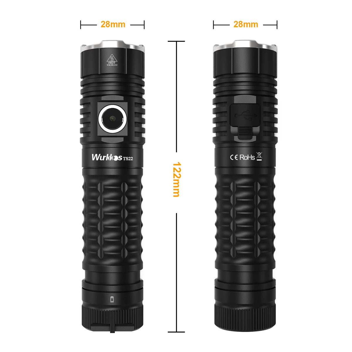 Wurkkos TS22 4500 Lumen Rechargeable Flashlight with Magnetic Tail Cap and Power Bank Function