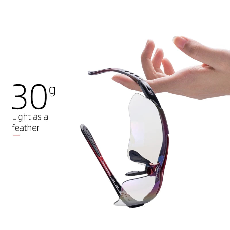 ROCKBROS Cycling Photochromic Glasses UV400 Protection Sunglasses Lightweight Bicycle Glasses Men Women Outdoor Sports Glasses