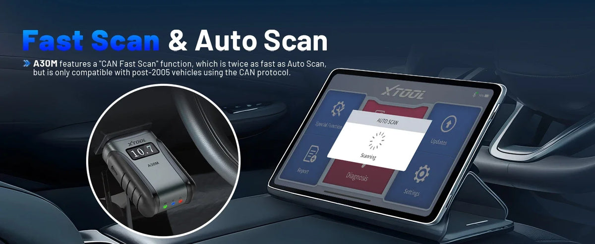 A30M V2.0 All System Car Diagnostic Tools Bluetooth OBD2 Scanner Active Test 26+ Reset CAN FD
