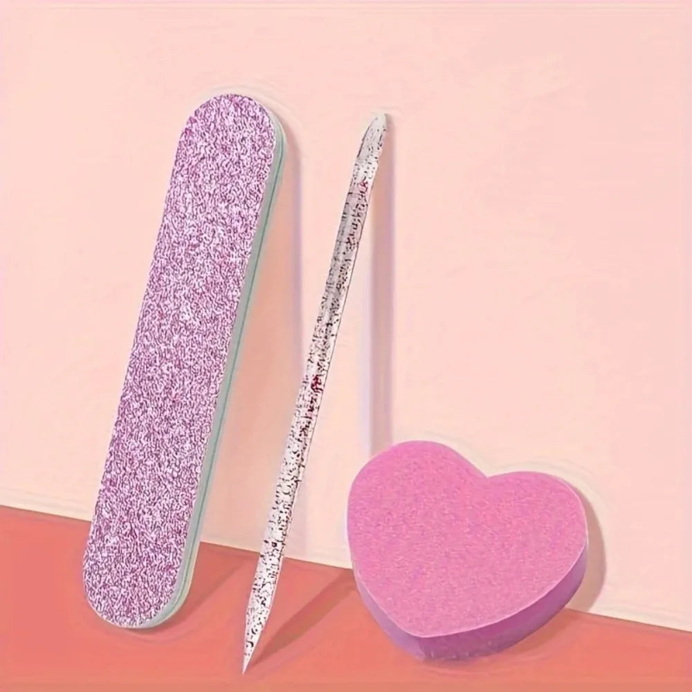 Pink Glitter Nail Care Kit, 12 Pieces