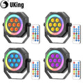 U'King 1/2/4Pcs Mini 7-LED RGB Rechargeable Par Lights With Light Strip Effect Par Can Stage Lights For Wedding DJ Party KTV Bar