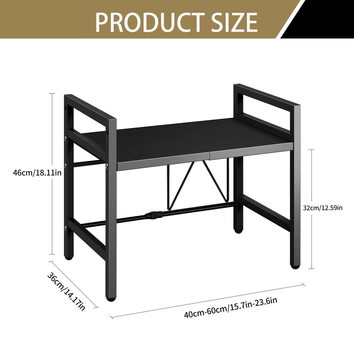 Expandable Microwave Shelf Organizer 17-25 inch, Rustproof Countertop Storage Rack