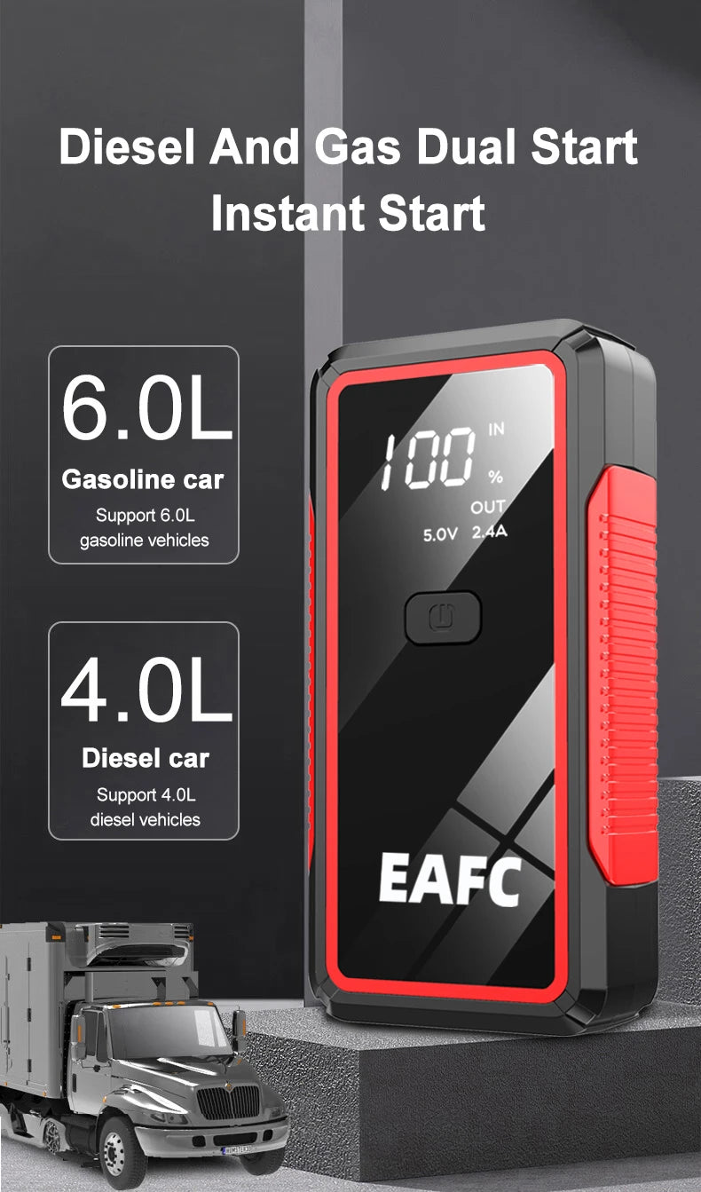 12V Car Jump Start 600A-2000A Car Battery Starter Booster Auto Starting Device Emergency Start Portable Power Bank