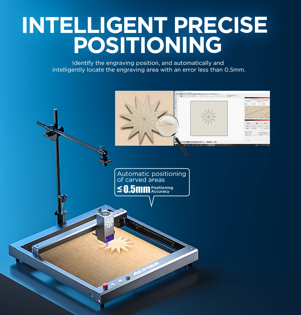 ACMER A500 Laser Engravers Camera Lightbrun Precise Positioning For CO2 Laser Engraving Machine HD Camera Support Video Record