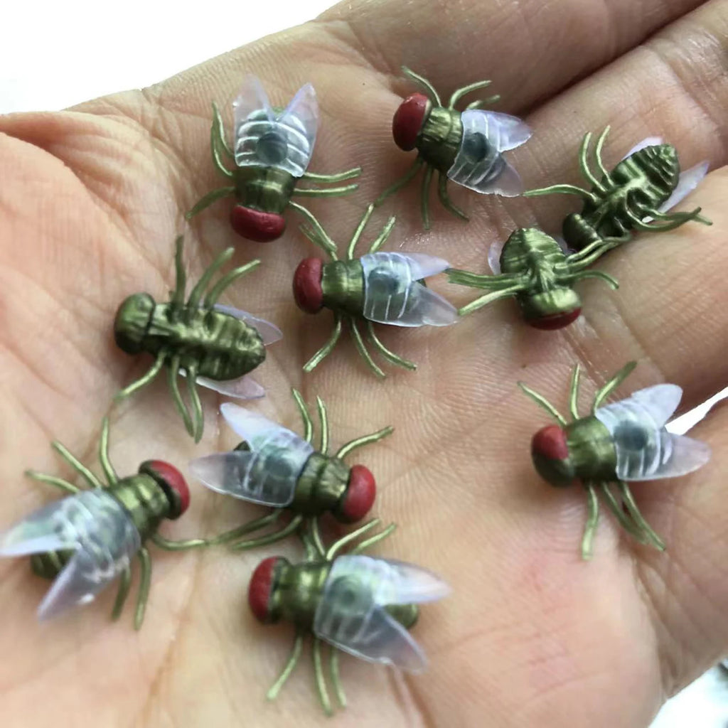Halloween Fake Flies Prank Set, 100 Pcs Realistic Plastic Flies