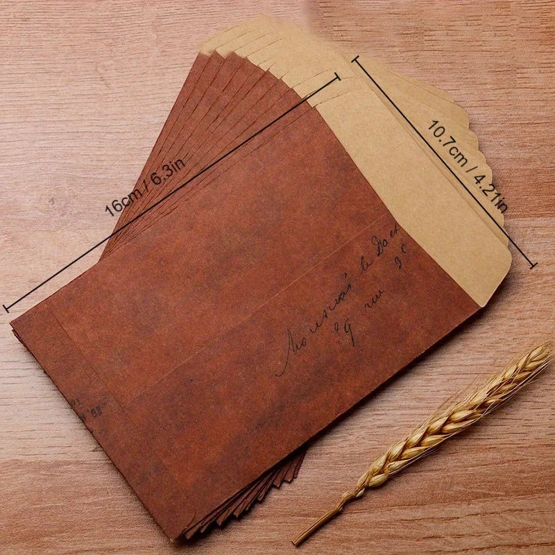 10-Pack Vintage Kraft Paper Envelopes, Self-Adhesive Blank Invitation Envelopes