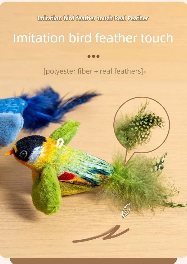 Hanging Bird Cat Toy with Catnip, Interactive Squeaky Self-Play Teaser for Kittens