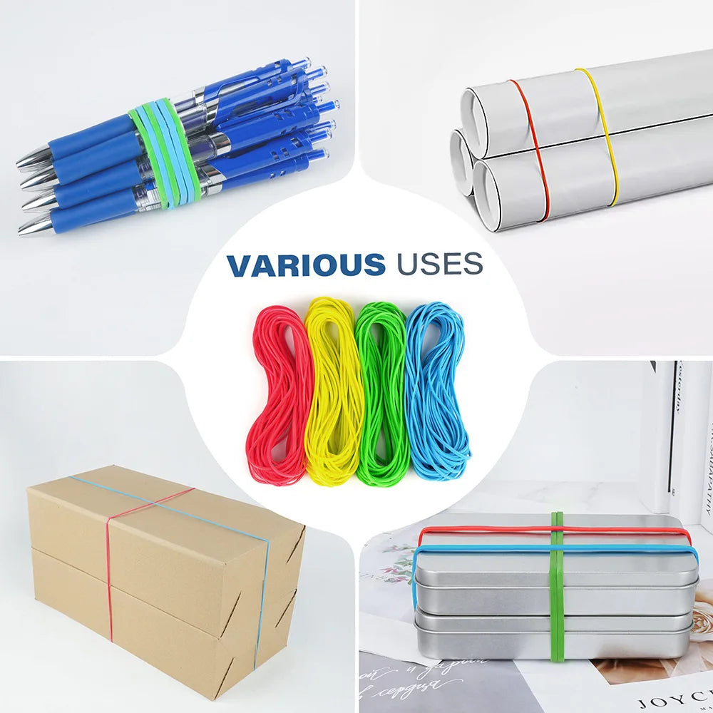 170Pcs Mutilcolor Rubber Bands For Office School Home Strong Elastic Band Loop Office Supplies 0.12Inch Width Organization