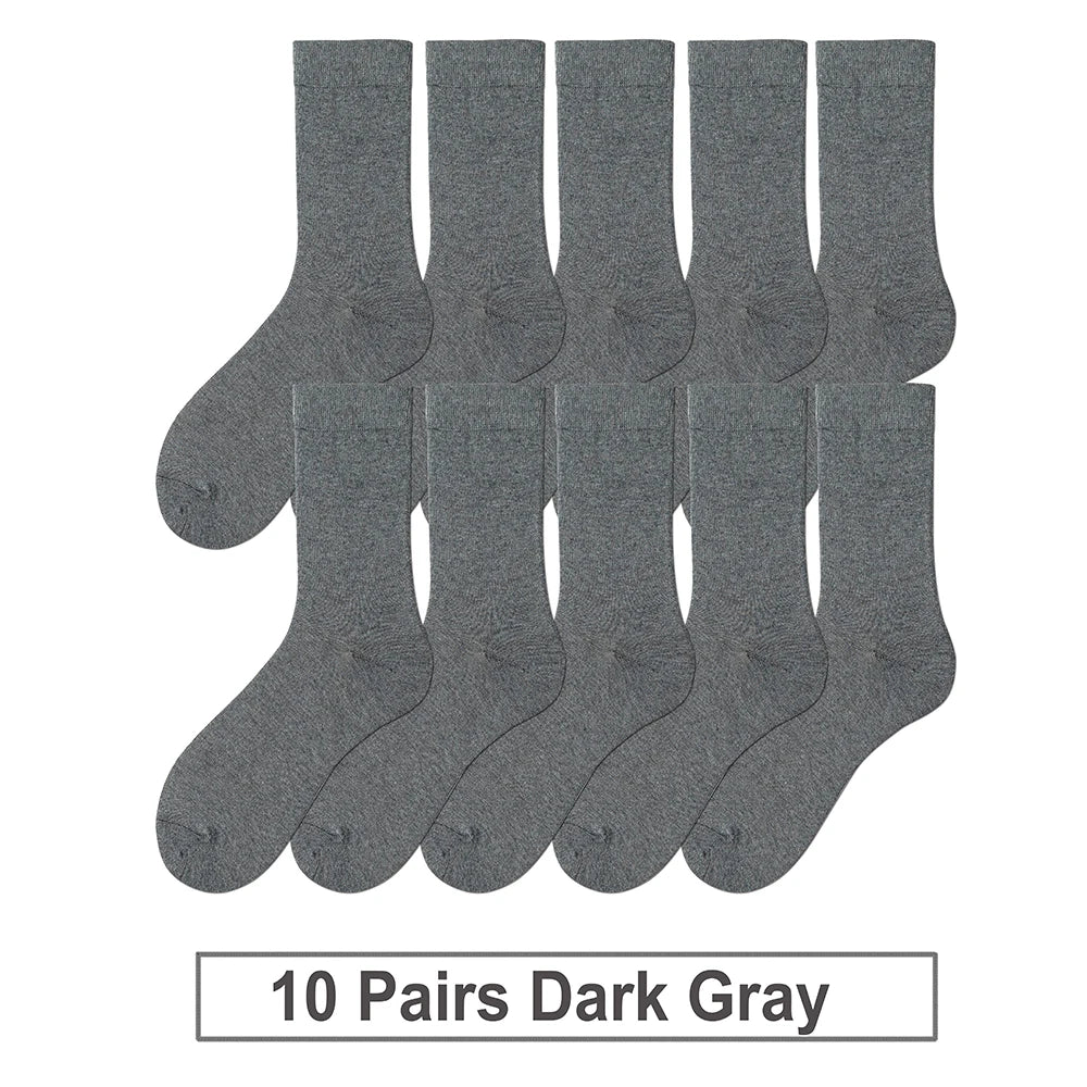 10-Pack Men's Cotton Dress Socks, Soft Breathable Business Crew Socks, US Size 6-10