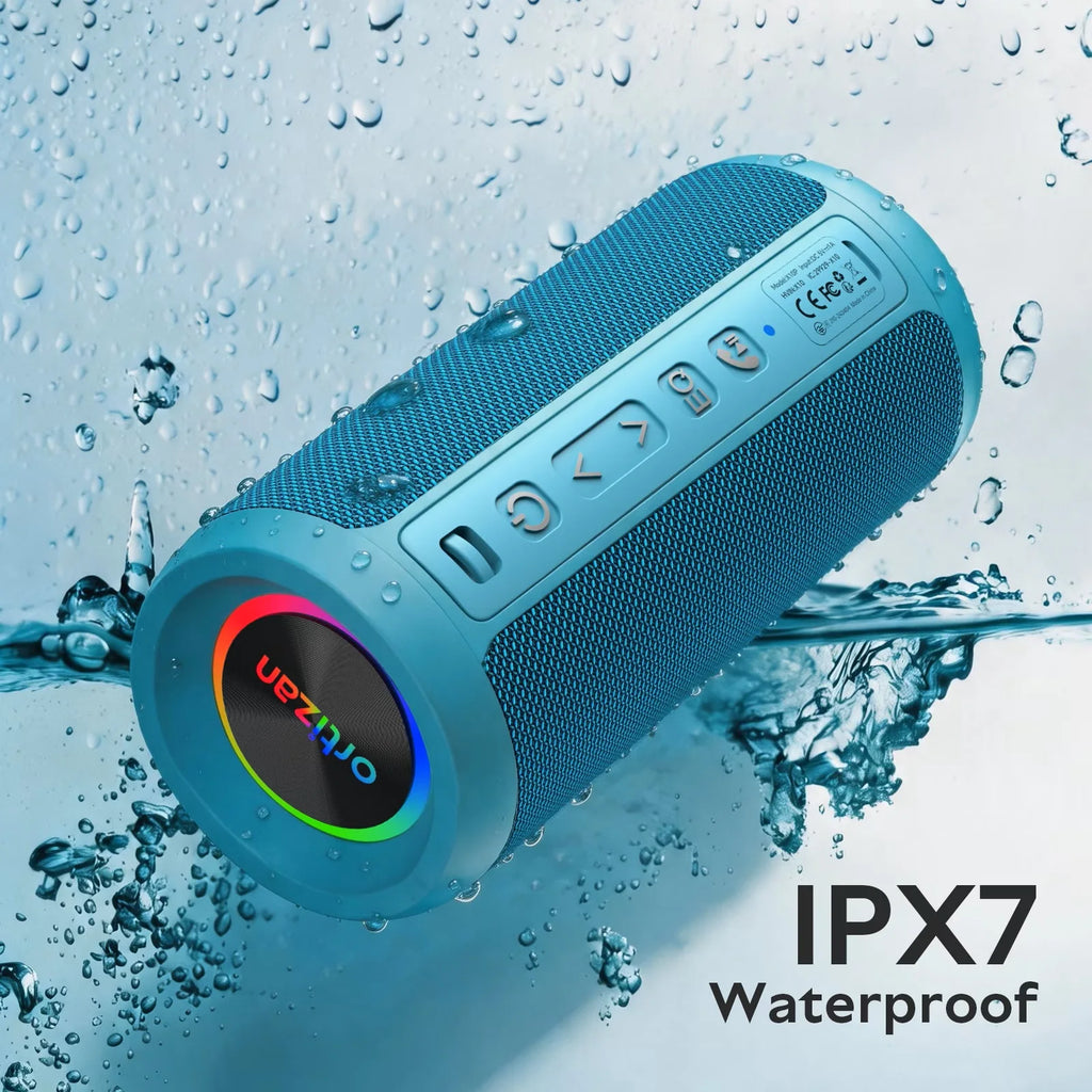 24W Portable Bluetooth Speaker, IPX7 Waterproof with LED Lights