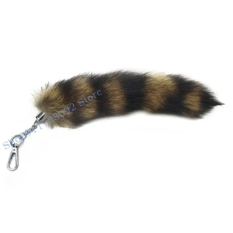 Fluffy Faux Fur Tail Keychain, 25cm Bag Charm for Backpacks and Keys