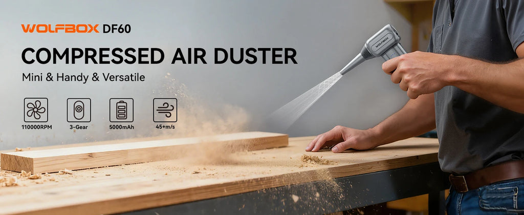 DF60 Powerful Fan Duster Wireless Air Blower Air Duster 110000RPM 3-Speed Adjustable Portable Fan for Car/Home/Outdoor