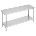 SucceBuy 4 Size Stainless Steel Prep Table Heavy Duty Metal Worktable Commercial Work Table for Restaurant and Home