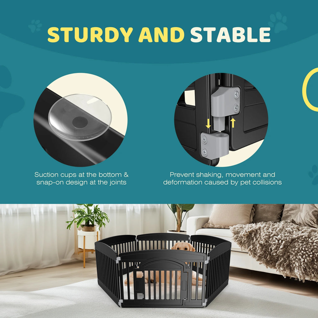 Plastic Dog Playpen 6 Panel 24IN Expandable Durable Pet Fence for Medium Dogs, Indoor Outdoor Folding Portable Puppy Playpen
