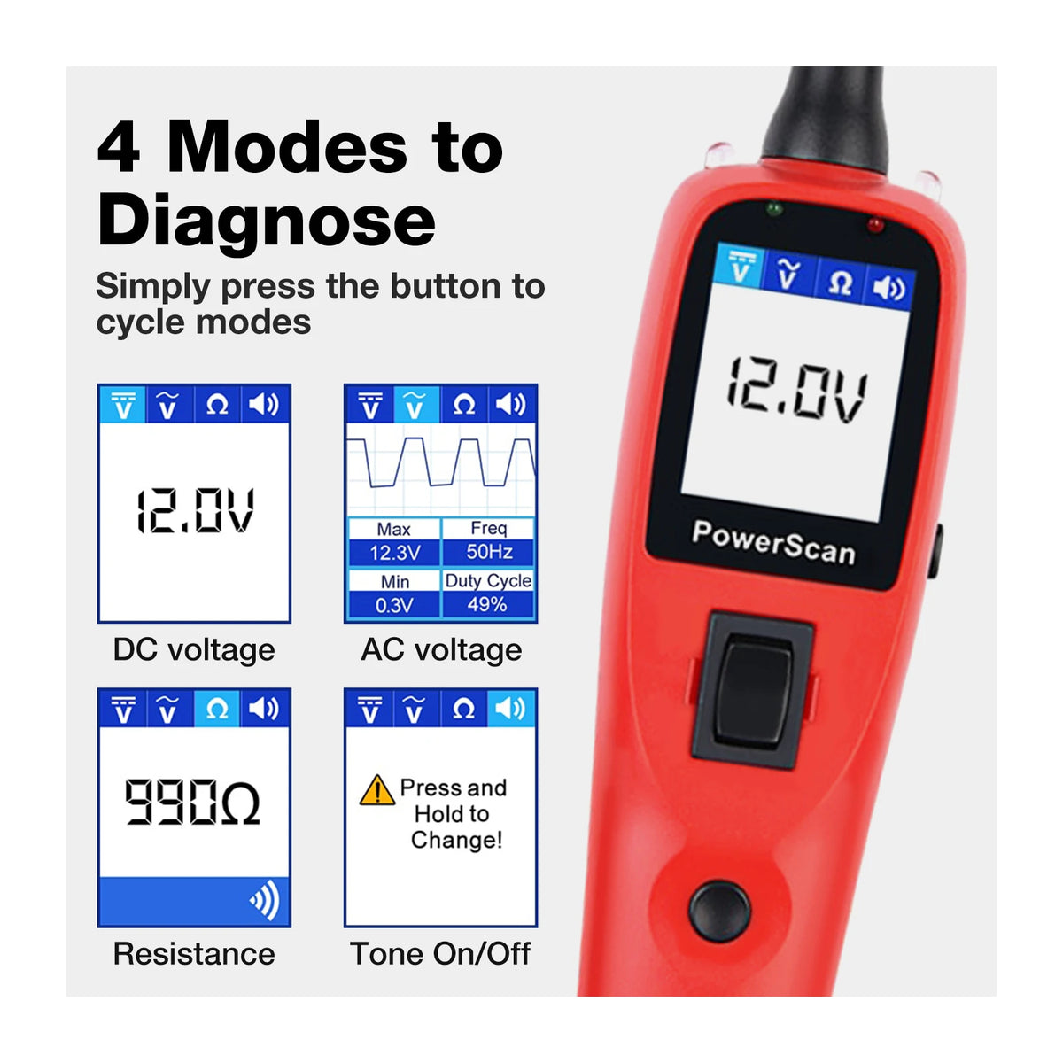 Autel PowerScan PS100 Car Electrical Circuit AVOmeter Tester 12V 24V Power Probe Kit Automotive System Battery Diagnostic Tools
