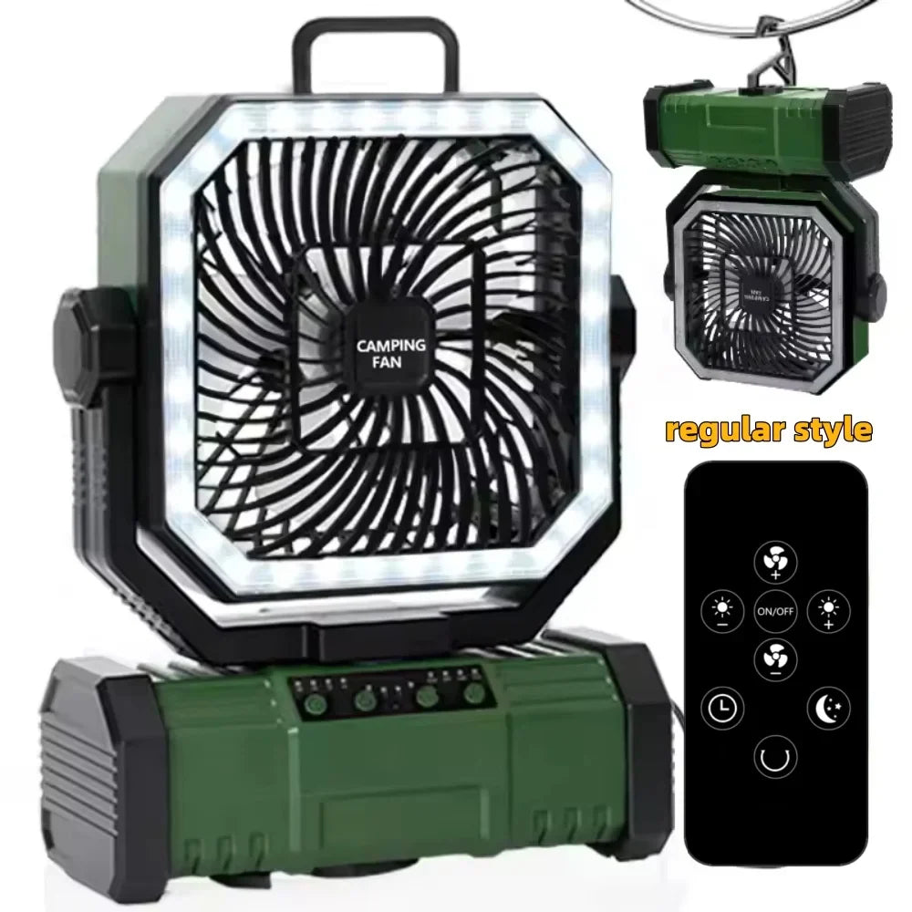2026 New 20000mAh Battery Powered Fan Camping Fan with 360° Rotation Hanging Hook for Fishing Tents Desk Rechargeable Camping Ceiling Fan