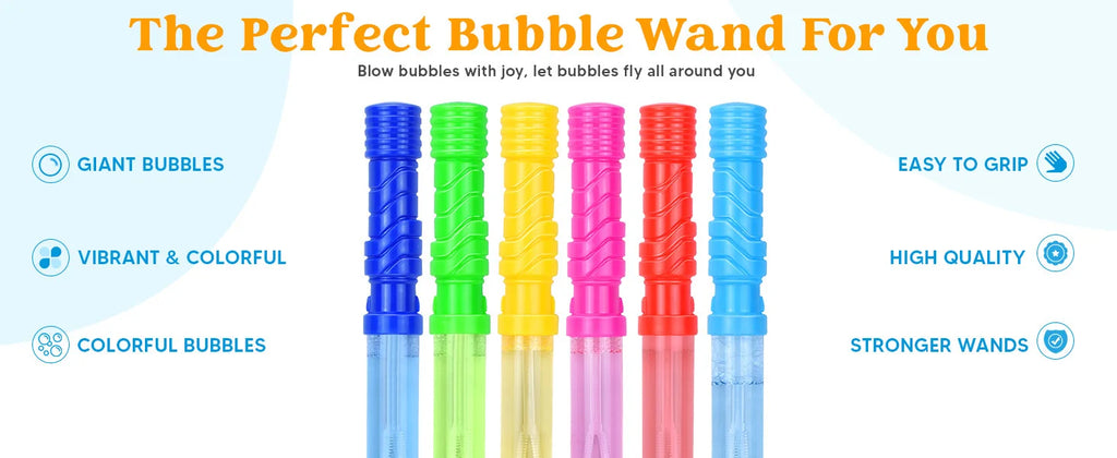 JOYFY 14.6'' Big Bubble Wands Bubble Wand Bulk with Refill Solution for Kids Summer Toy Party Favor Outdoors Activity
