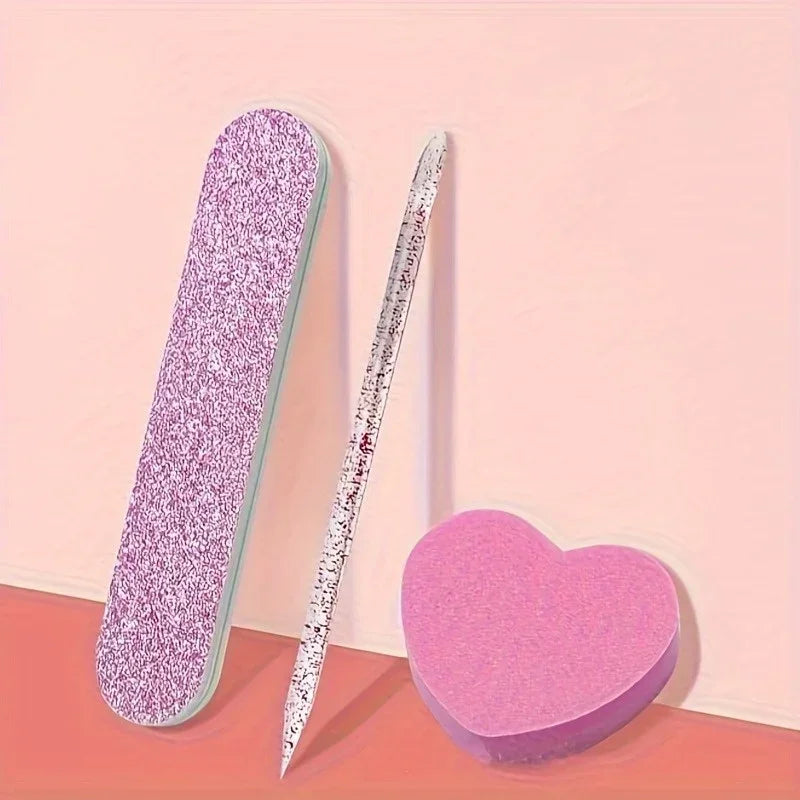 Pink Glitter Nail Care Kit, 12 Pieces