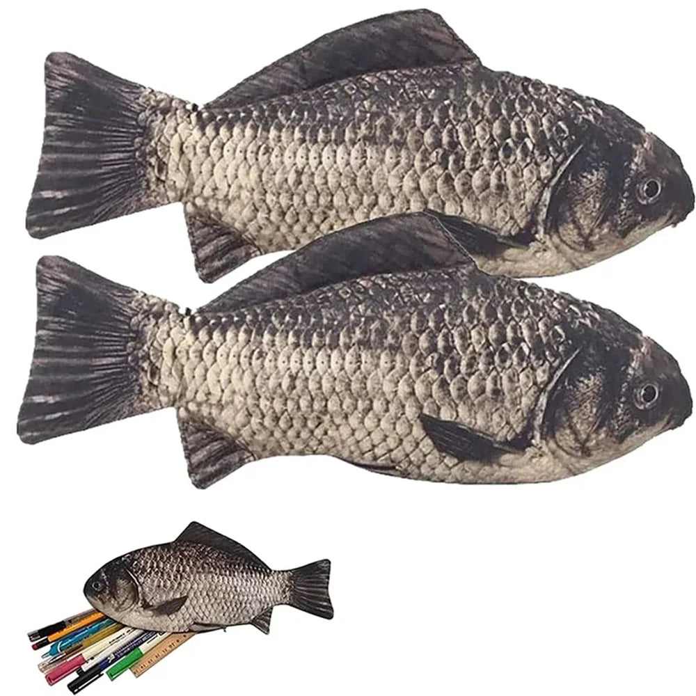 Novelty Fish Pencil Case, Cute Pen Pouch and Coin Purse for School and Office