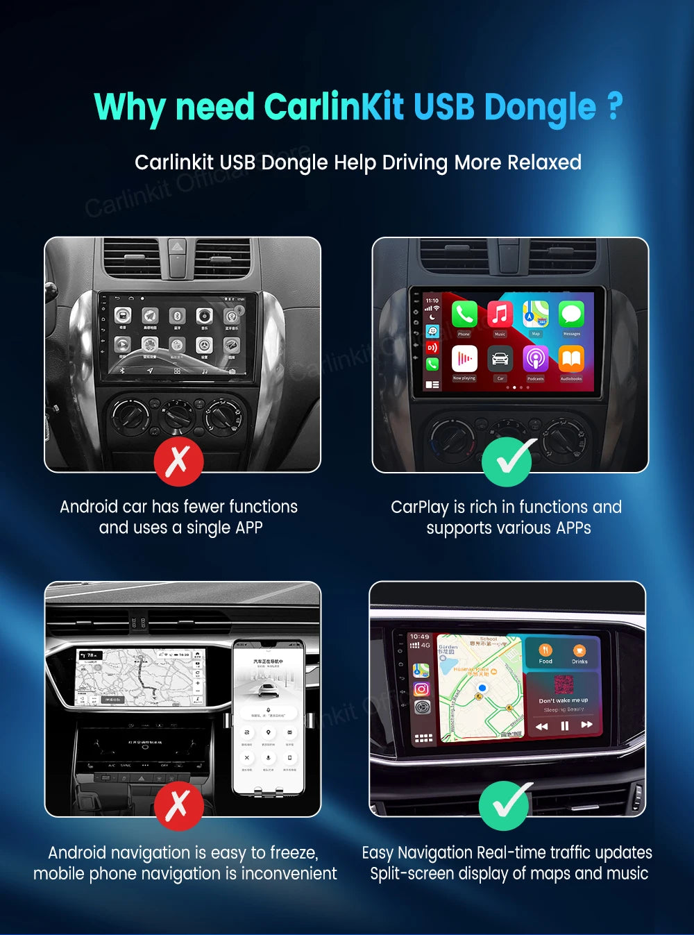 Hot Sale CarlinKit USB Wireless&Wired CarPlay Dongle Android Auto AI Box Mirrorlink Car Multimedia Player Bluetooth Auto Connect