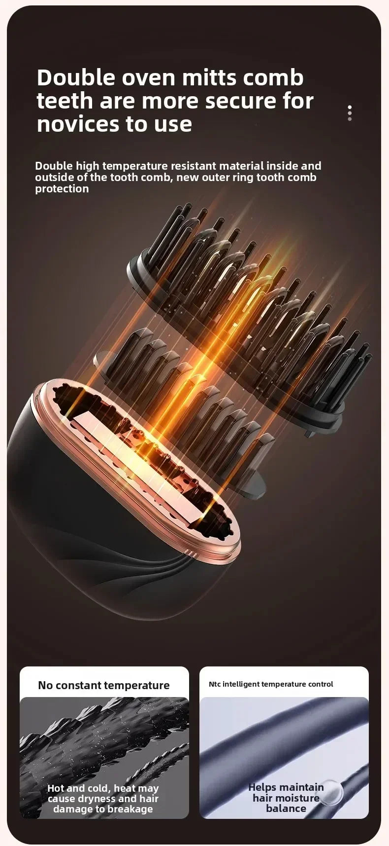 Mini Rechargeable Hair Straightener Brush: 3-Speed Temp Control, Anti-Scald Shell, Lightweight & Portable for Travel