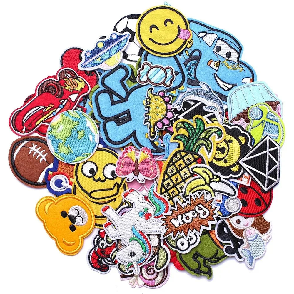 Embroidered Iron-On Patches, 30-Piece Assorted Set