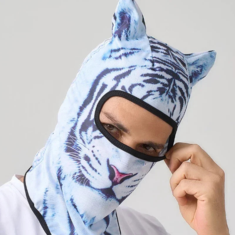 Cute 3D Cat Balaclava Full Face Hood for Men Women, Animal Ski Mask for Snowboard Motocross, Winter Warm Face Cover Gift