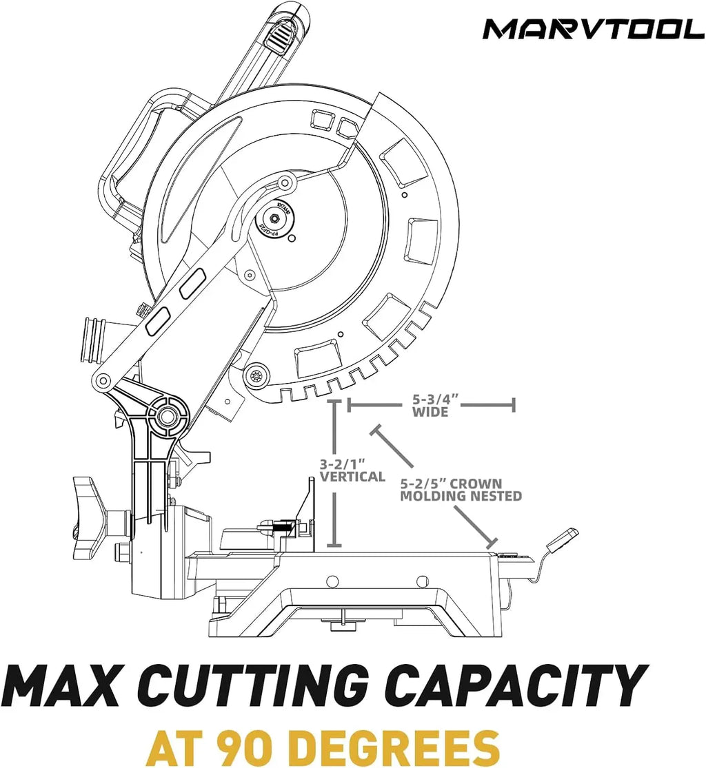 10" Compound Miter Saw Single Bevel 15-Amp, 5000 RPM 0°-45° Left Miter 36-Tooth Cutting Tool Multi-Material Cut Home Improvement
