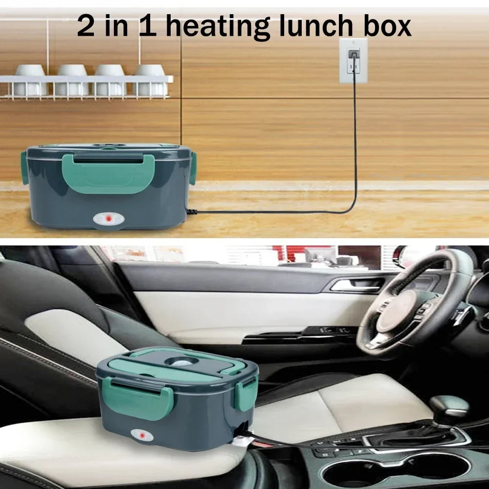 1.5L Portable Electric Lunch Box – 60W Food Warmer for Home & Car, Leak-Proof Design Keeps Meals Hot
