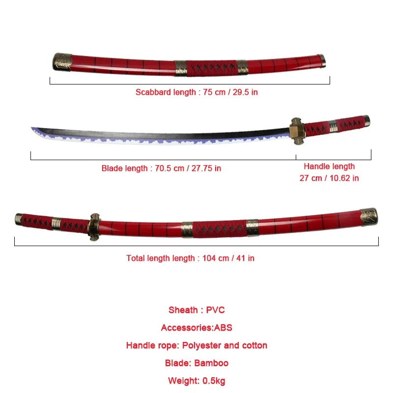 Roronoa Zoro Katana 3pc Toy Cosplay sword Anime Role-playing Weapons Sandai kitetsu  Wado Ichimonji  Enma Purple Halloween Gift