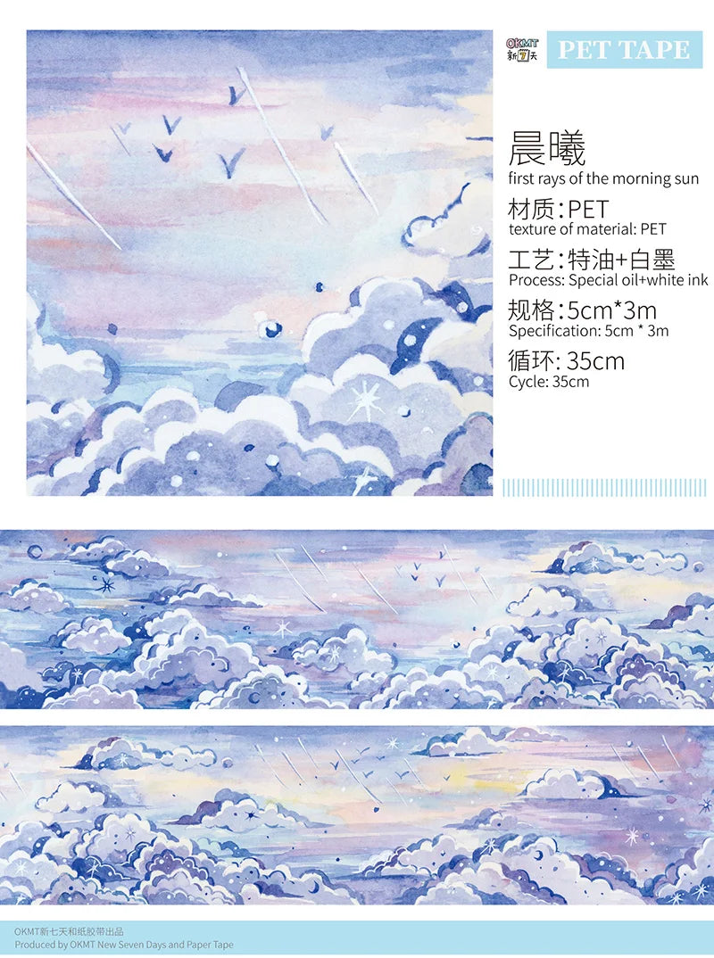 OKMT 12-Design Sky, Grass, Floor Scene Washi PET Planner Tape – Nature Landscape DIY Stickers for Journaling, Planning