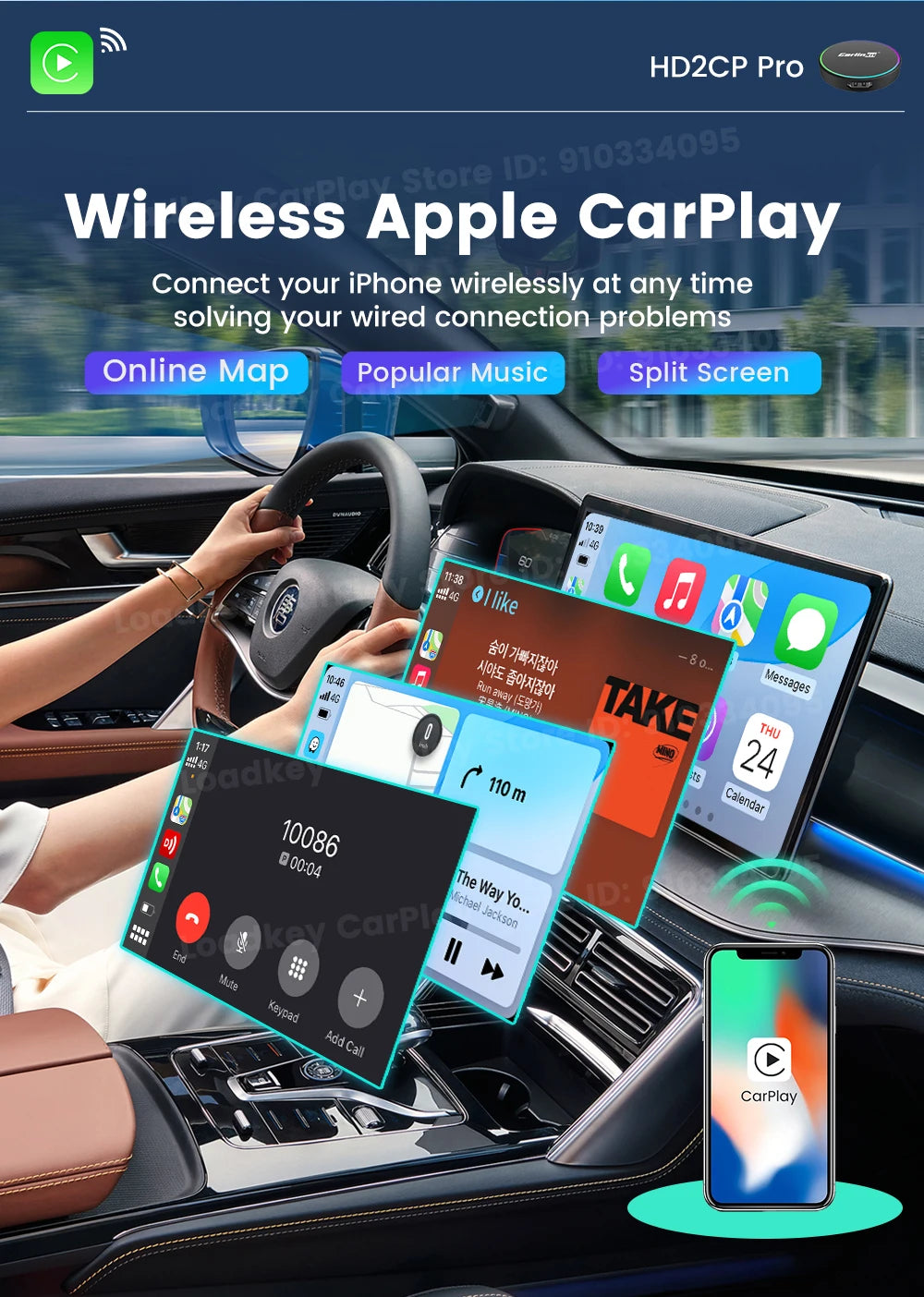 2026 CarlinKit HD2CP Pro CarPlay to HDMI Wireless Adapter CarPlay Android Auto 2K HDMI Input Support Tv Stick Laptop Tv Box 5.0