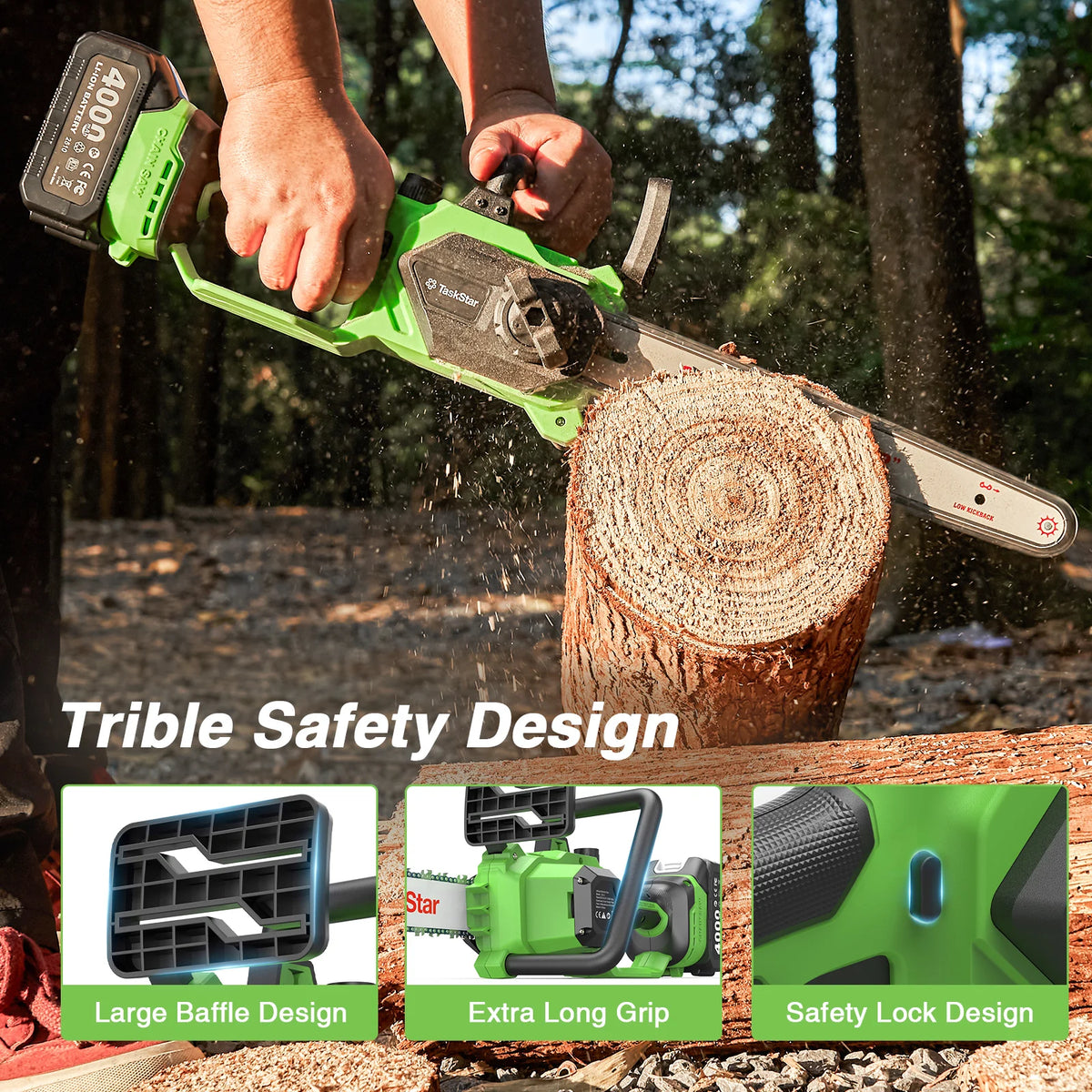 12 Inch Brushless Electric Chainsaw Cordless Electric Saw with Auto Oiler & Security Lock