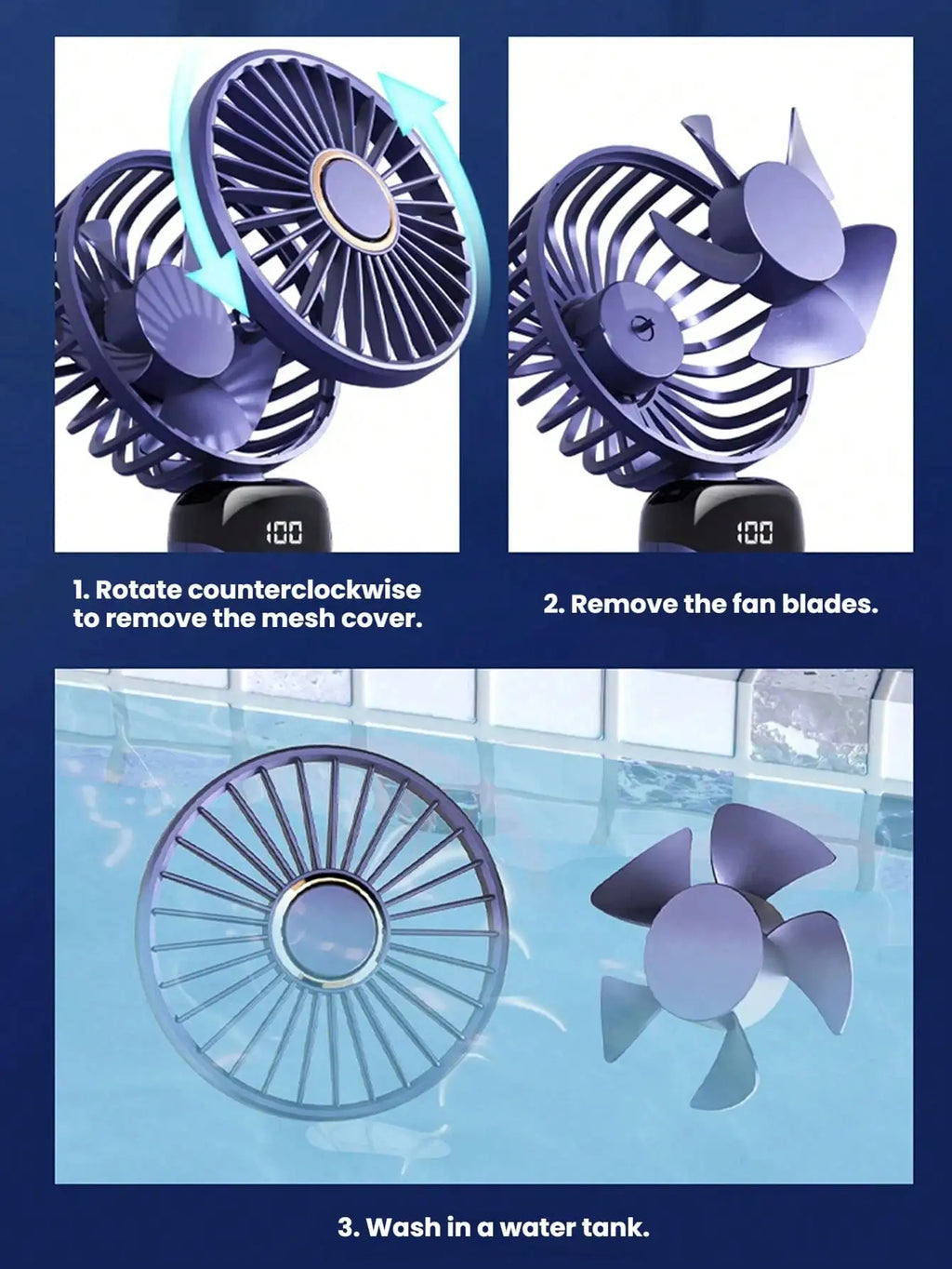 1pc Mini Handheld Electric Fan, USB Rechargeable Portable Fan, 5 Wind Speeds, Digital Display, Neck Strap, Foldable Desk Fan With Stand, Suitable For Office, Dorm, Outdoor, Travel, 800mAh