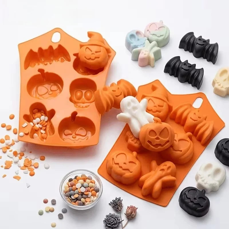 Halloween Silicone Candy Mold – Pumpkin, Skull, Bat and Ghost Shapes