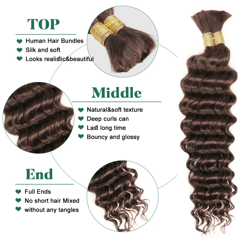 Deep Wave Human Braiding Hair for Boho Braids