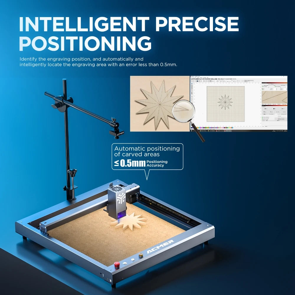 ACMER A500 Laser Engravers Camera Lightbrun Precise Positioning For CO2 Laser Engraving Machine HD Camera Support Video Record