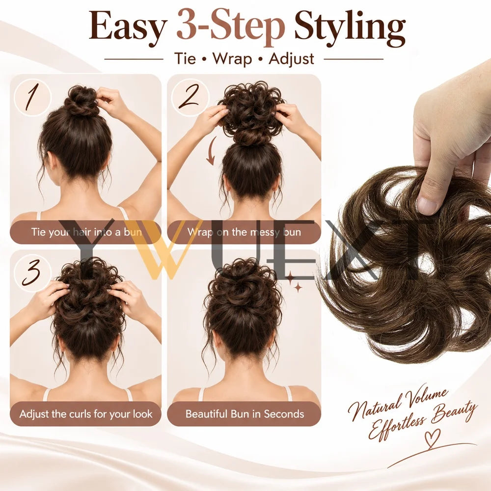 Curly Human Hair Bun Chignon