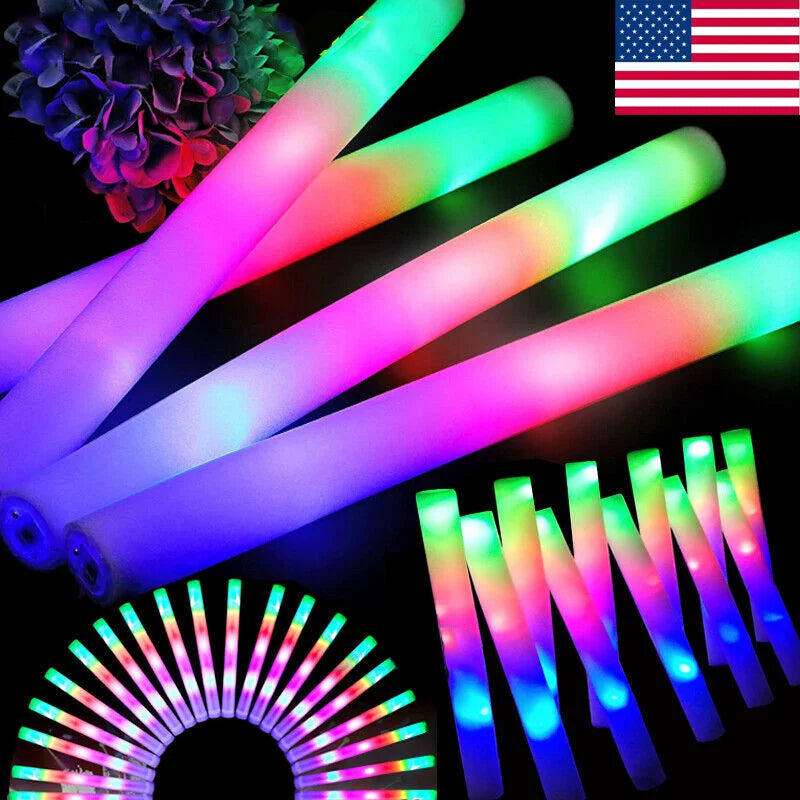 Glow Sticks Bulk 102Pack LED Light Up Foam Sticks 3 Modes Color Flashing,Glow Party Supplies for Wedding Birthday Concert