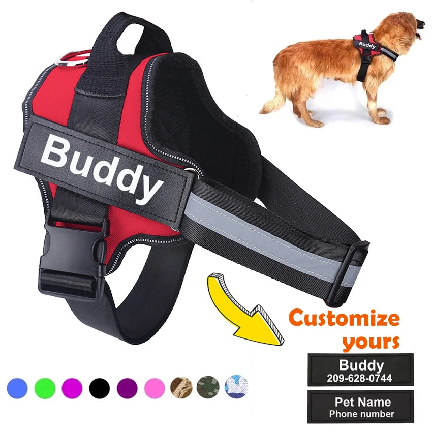 Personalized No-Pull Dog Harness, Reflective Breathable Vest for Small to Large Dogs, Walking and Training