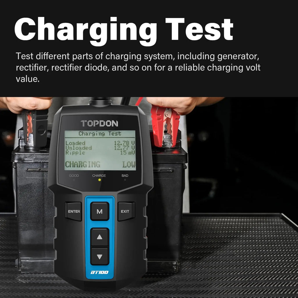TOPDON BT100 12V Digital Battery Analyzer, Automotive Load Tester, Cranking & Charging System Test, Fast & Accurate for Car, Boat, ATV, Yacht