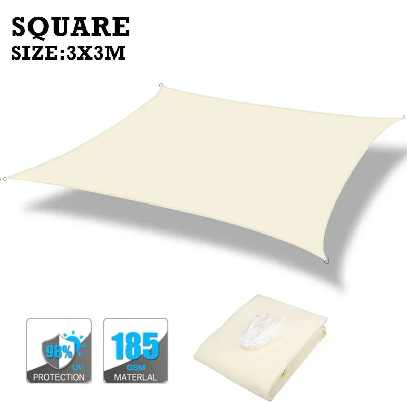 160GSM Waterproof Awning Sunshade Sun Shade Sail For Outdoor Garden Beach Camping Patio Pool Sun Canopy Tent Sun Shelter