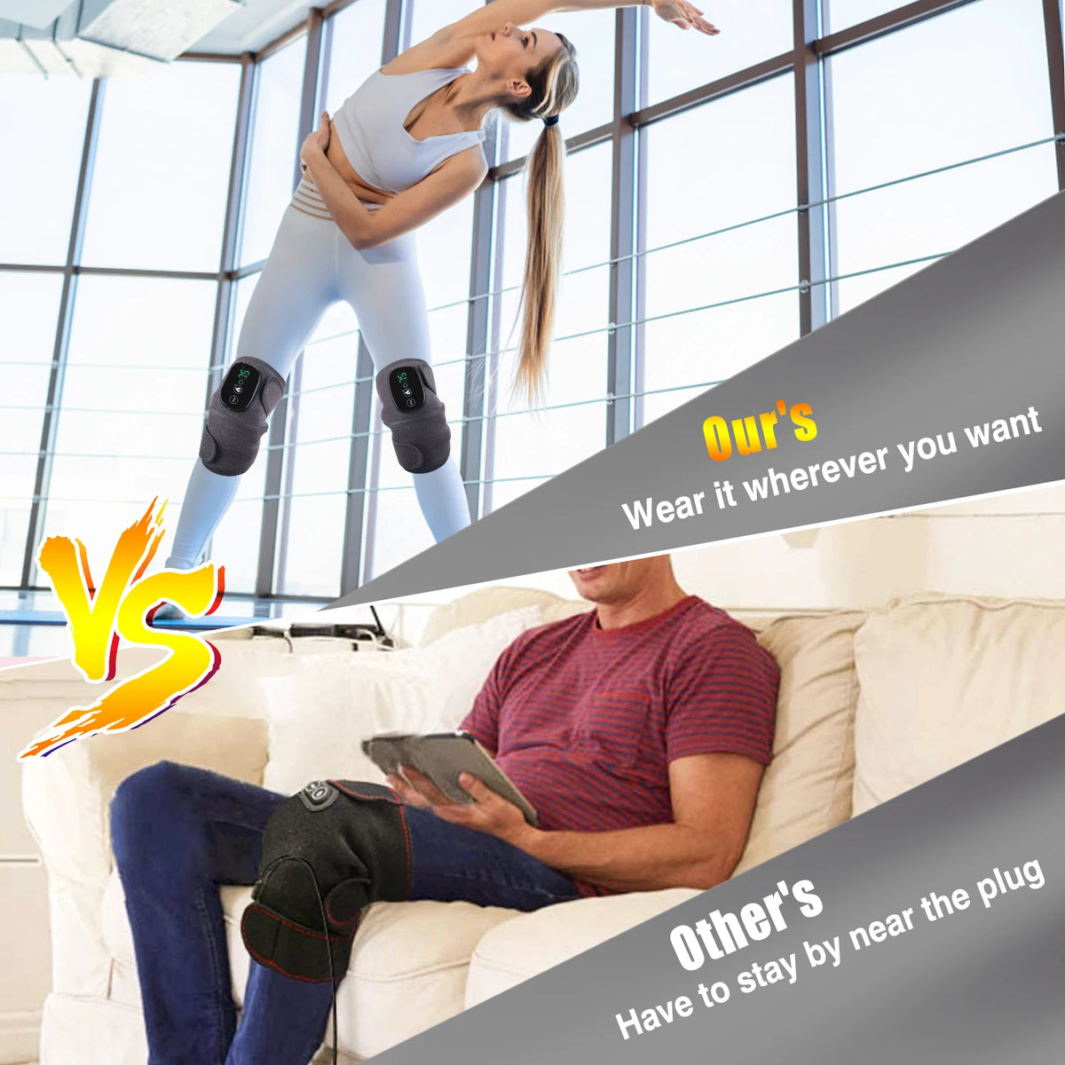 Heated Knee Massager with Vibration, Thermal Knee Pad for Knee, Shoulder and Elbow