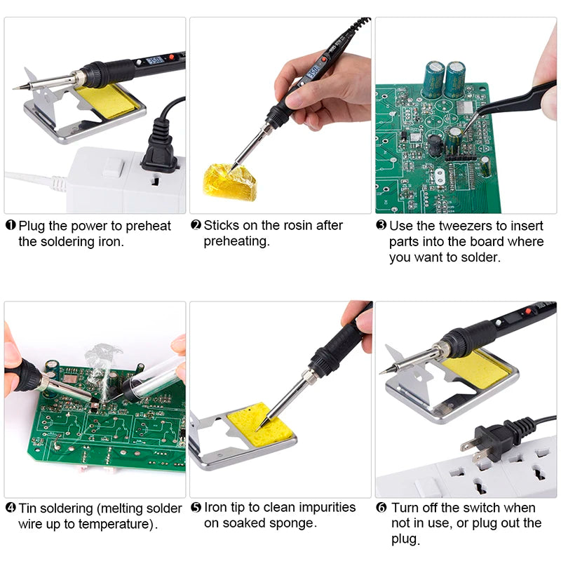 80W Electric Soldering Iron Kit with LCD Temperature Control, Tips and Solder Paste