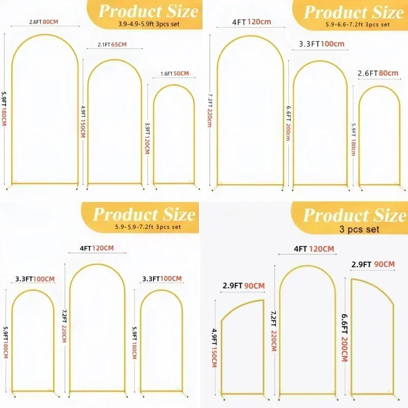 5 Styles Chira Backdrop Stand Large Size Gold Metal Balloon Arch Set Photography Background Wedding Party Decor Flower Support
