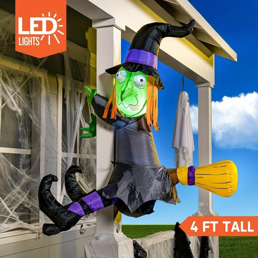 Halloween 4 ft Inflatable Witch with Built-In LED Lights