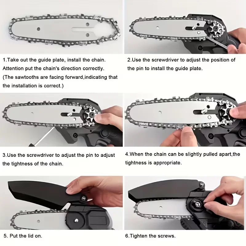 Mini 6-inch Cordless Chainsaw With Splash Guard & Safety Lock, Great For Gardening, Camping, Firewood, And A Perfect Gift For Parents.Black Friday Discount Promotion, Birthday, Christmas Or Festival Gift